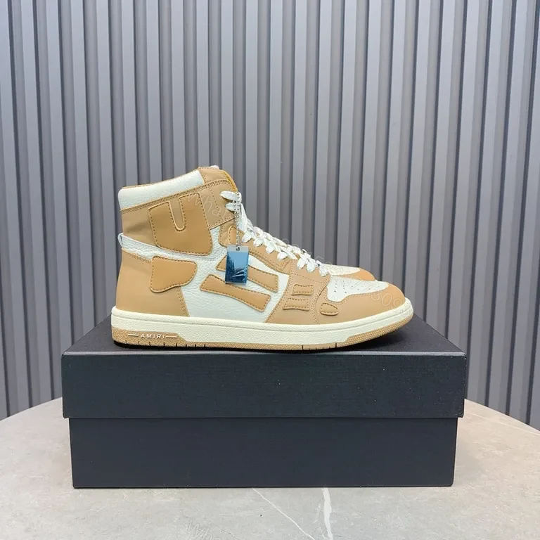 View 2 of Neutral Tan & Off-White High-Top Sneaker: Luxury Comfort