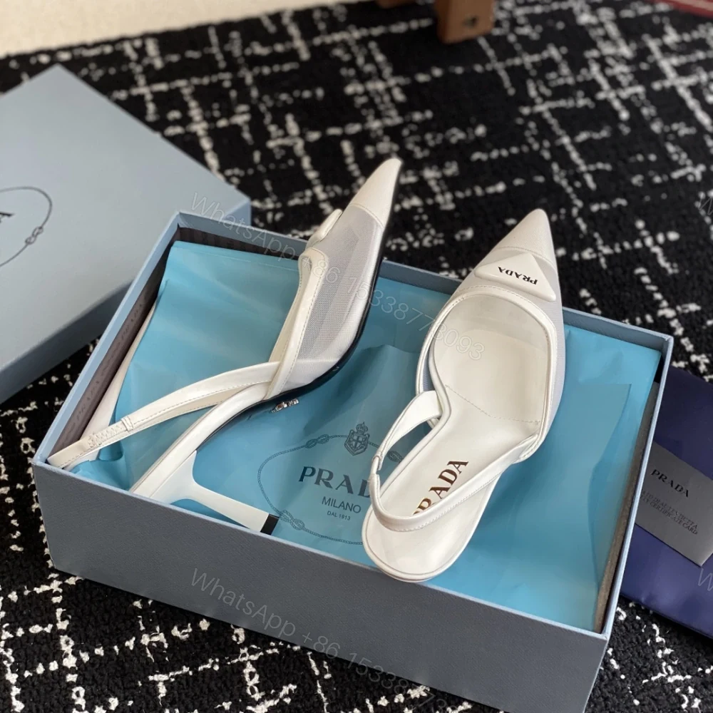 View 5 of 高仿Prada*1I891B尖頭露跟高踭鞋7.5CM白色免檢版