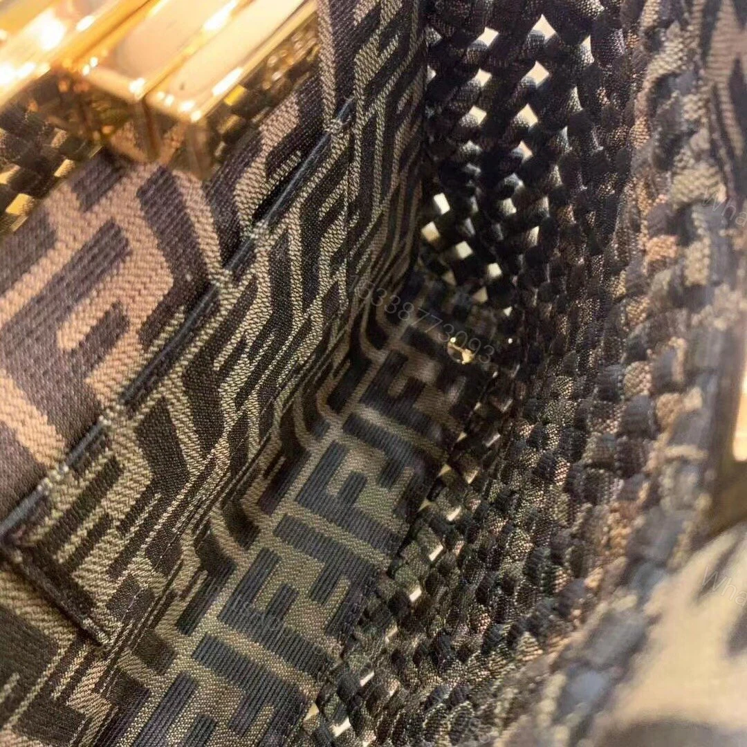 View 6 of Fendi Brown Jacquard Interlace Iconic Peekaboo Mini Bag