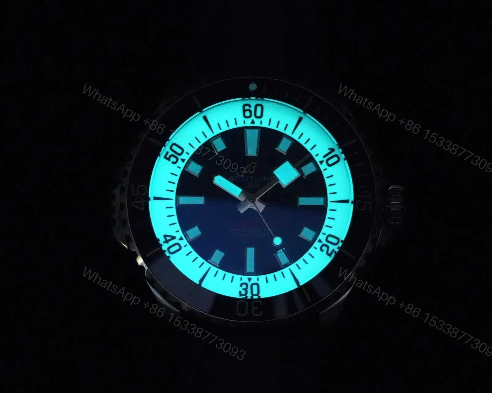 View 9 of Breitling Superocean Blue Replica 46MM Premium Blue Rubber Strap Diver Edition BT-SO-BLU-RBR-46