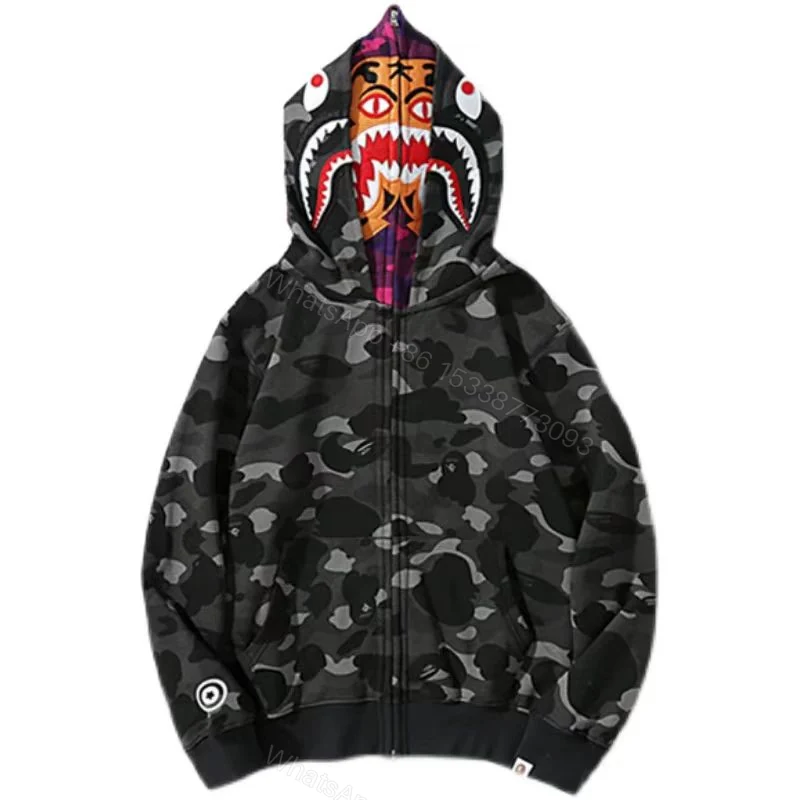 BAPE Camouflage Double Hat Hoodie Dark Grey — view 1