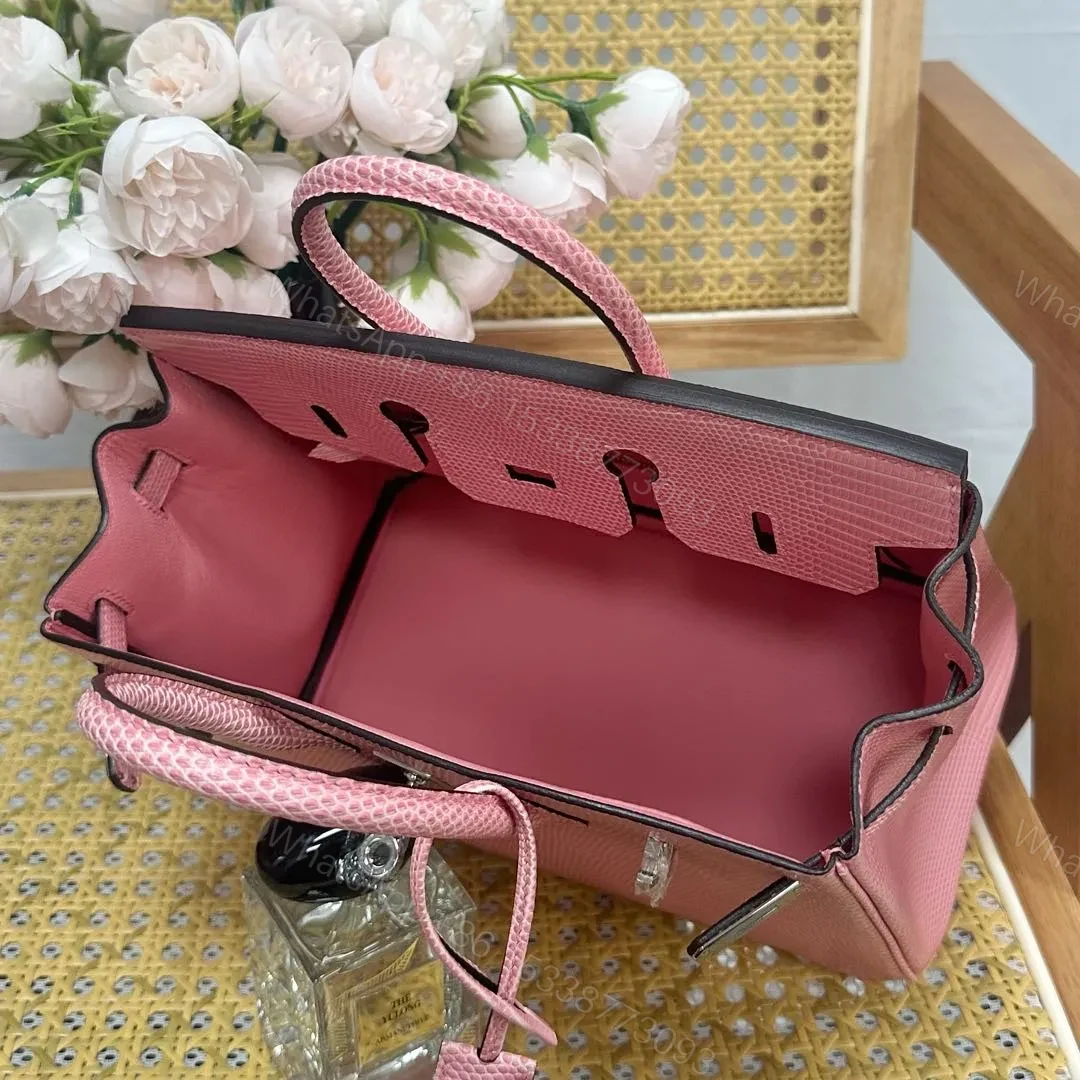 View 7 of Hermes Birkin 25cm Sakura Pink Lizard Leather Silver Hardware
