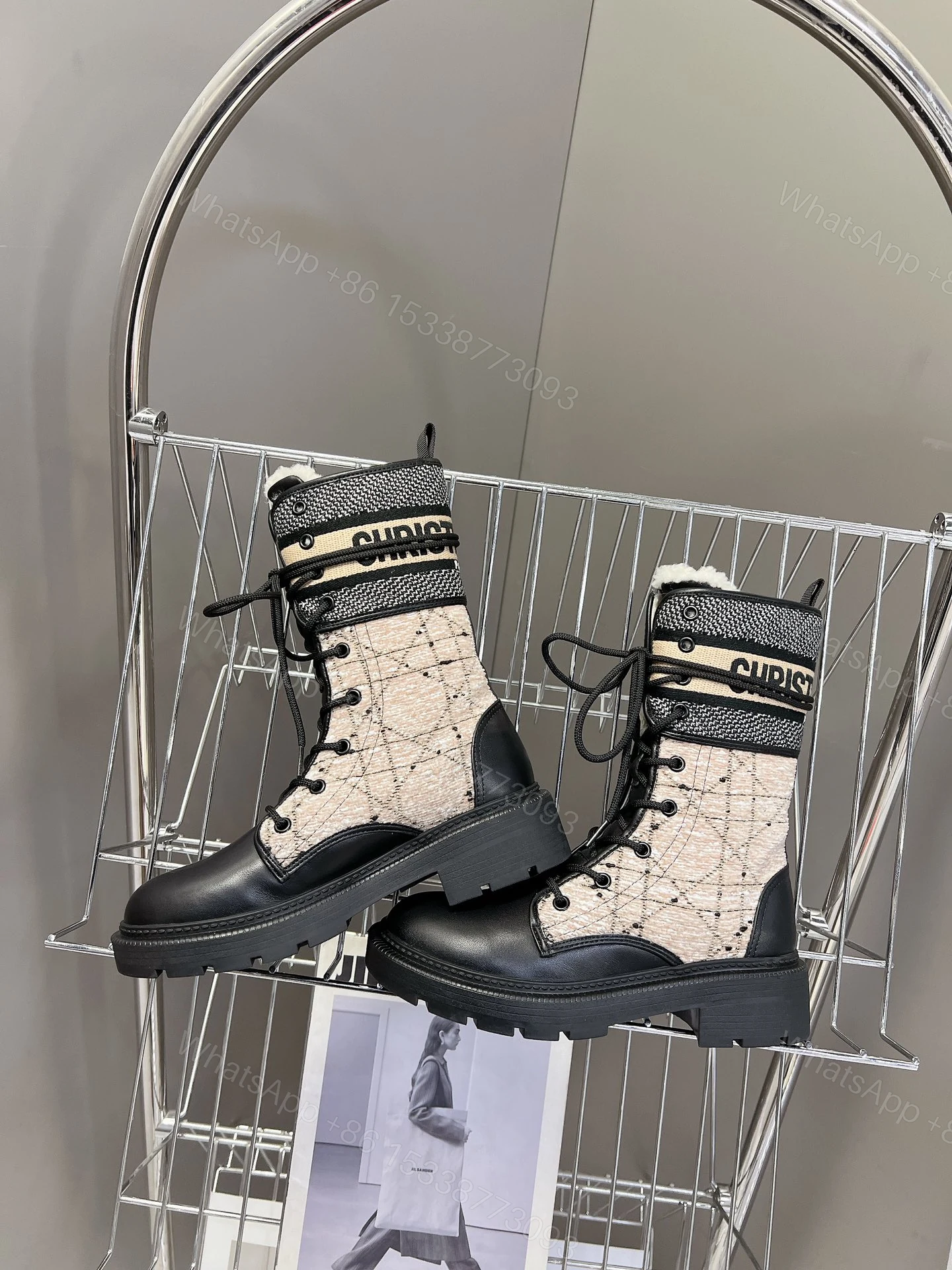 View 3 of Dior D-Major ankle boots in black calfskin