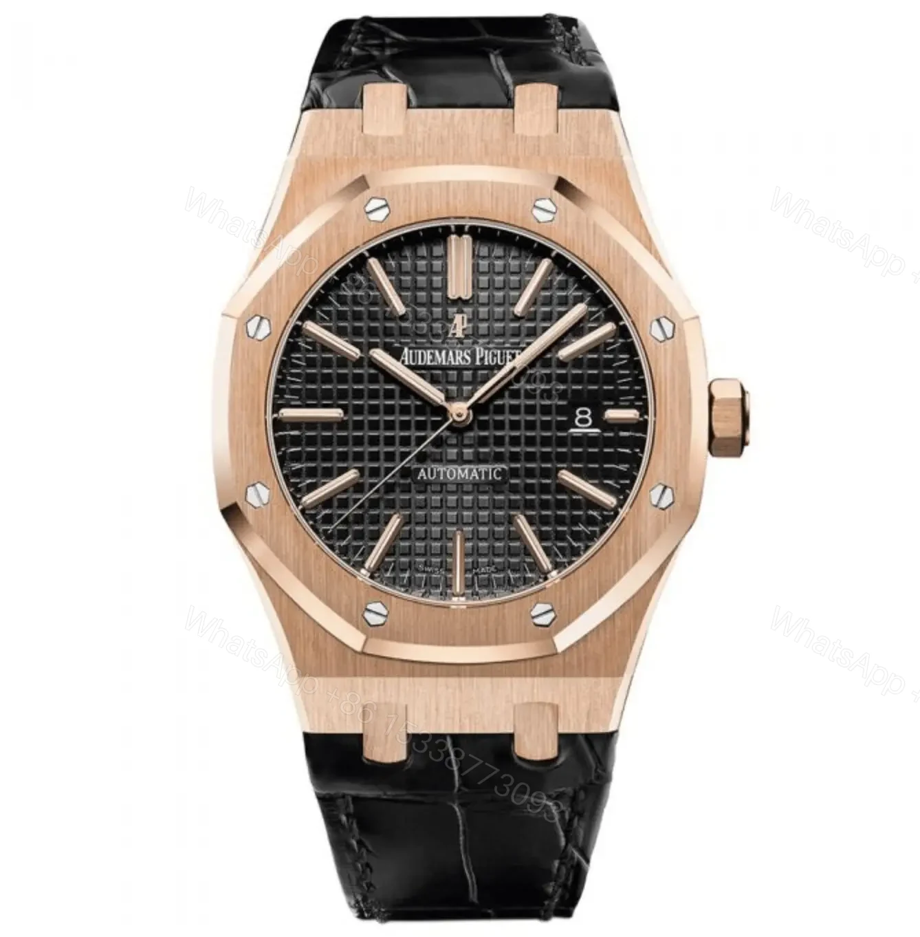 Replica Audemars Piguet Royal Oak – Rose gold with Leather Band — view 1
