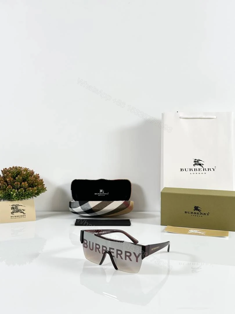 First Copy Burberry Silver Shield Unisex Sunglasses UV Protection Luxury Designer Style — view 1