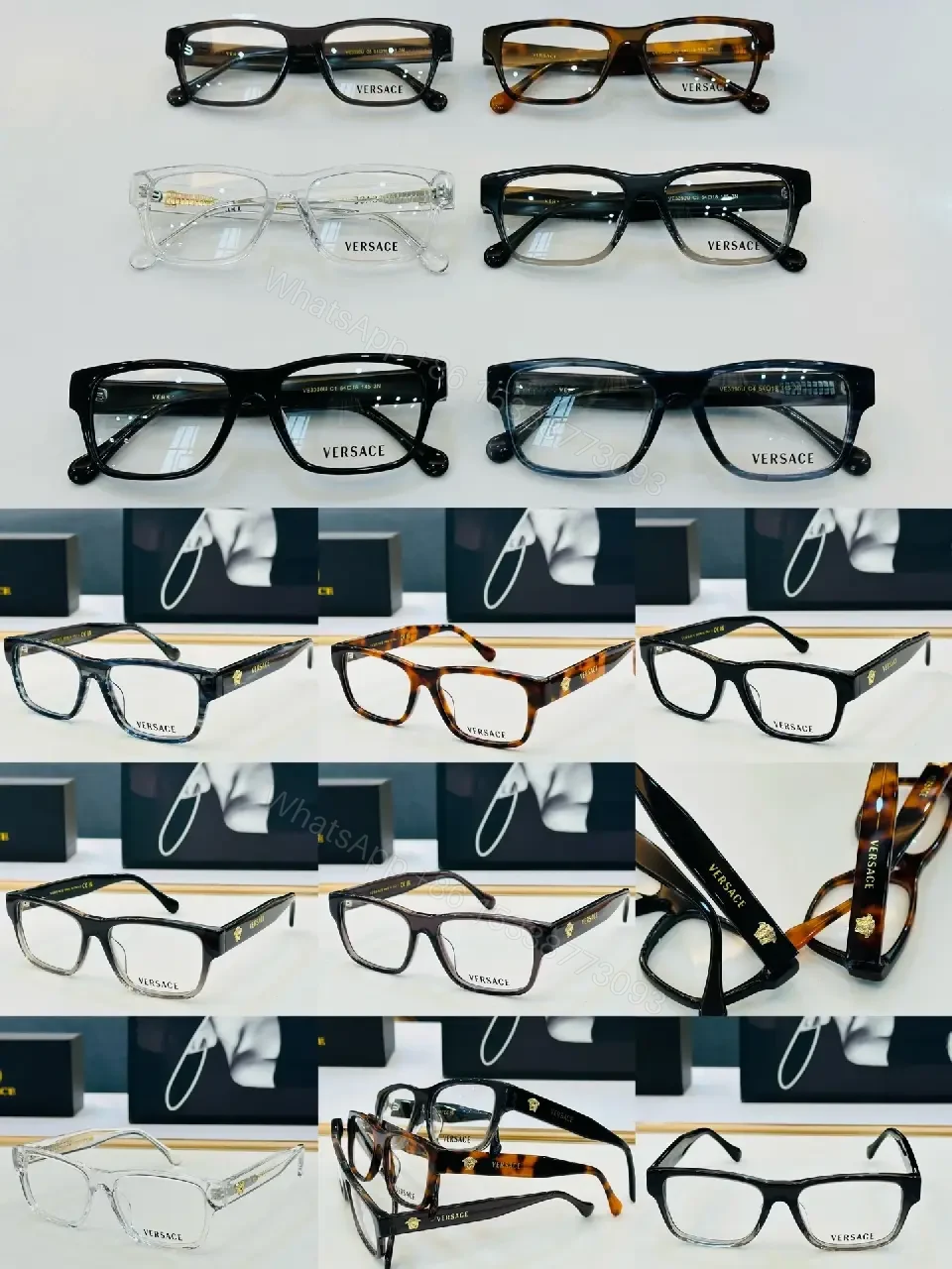 View 4 of Bold Black Acetate Square Glasses with Gold Logo Emblems