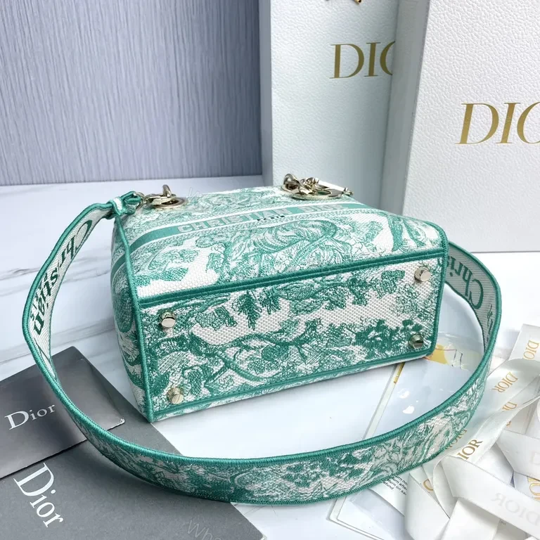 View 5 of Turquoise Canvas Satchel: Dior-Inspired Mini with Textured Weave
