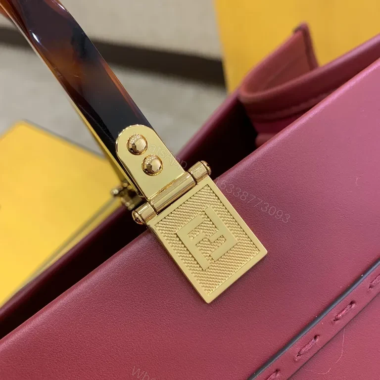 View 7 of Burgundy Leather Tote: Structured, Fendi-Inspired Luxury Bag