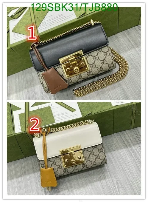 View 2 of Gucci Padlock Small Shoulder Bag Beige/Ebony made of GG Supreme Canvas OP487