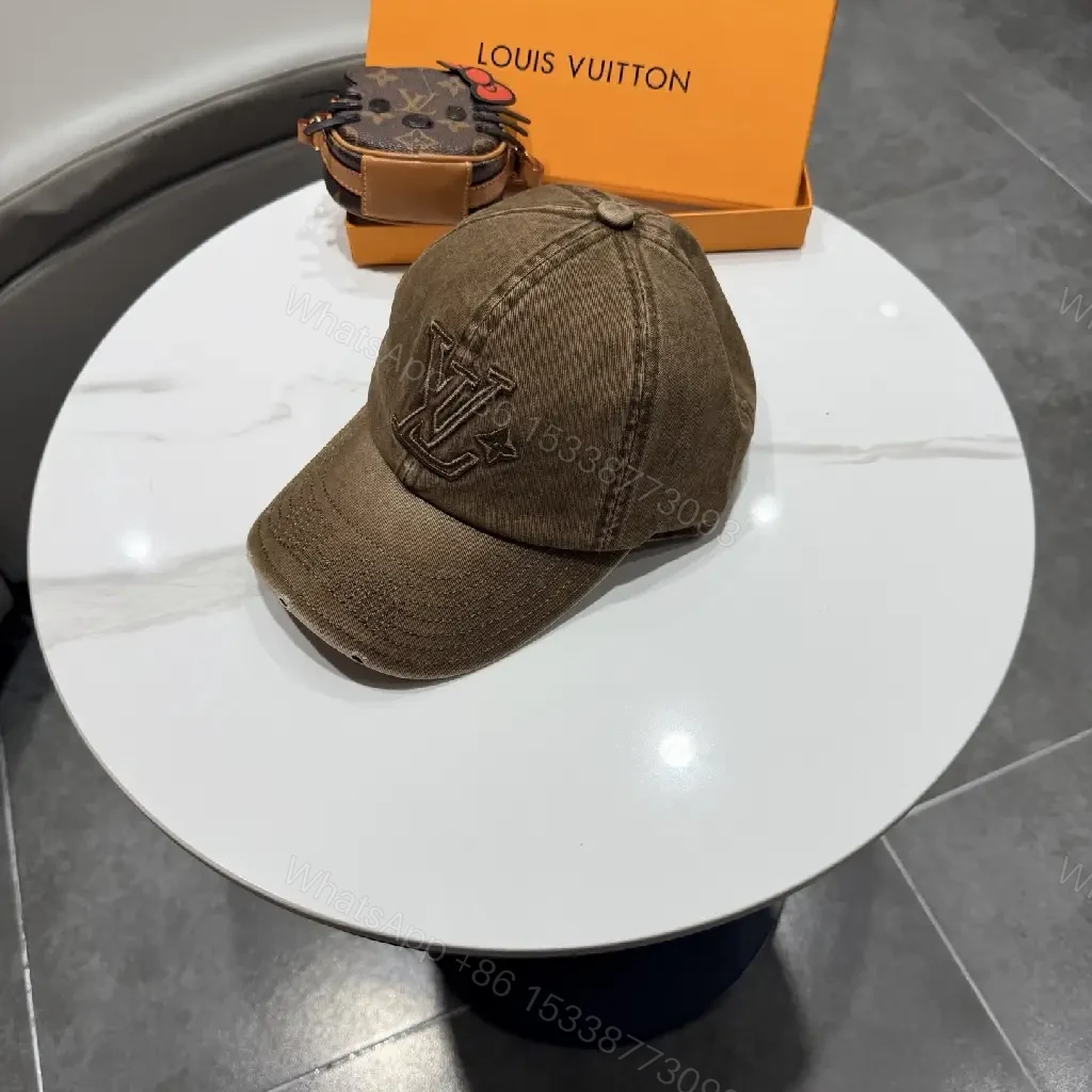 View 9 of Washed Brown Canvas Cap — Subtle LV Aesthetic, All-Day Comfort