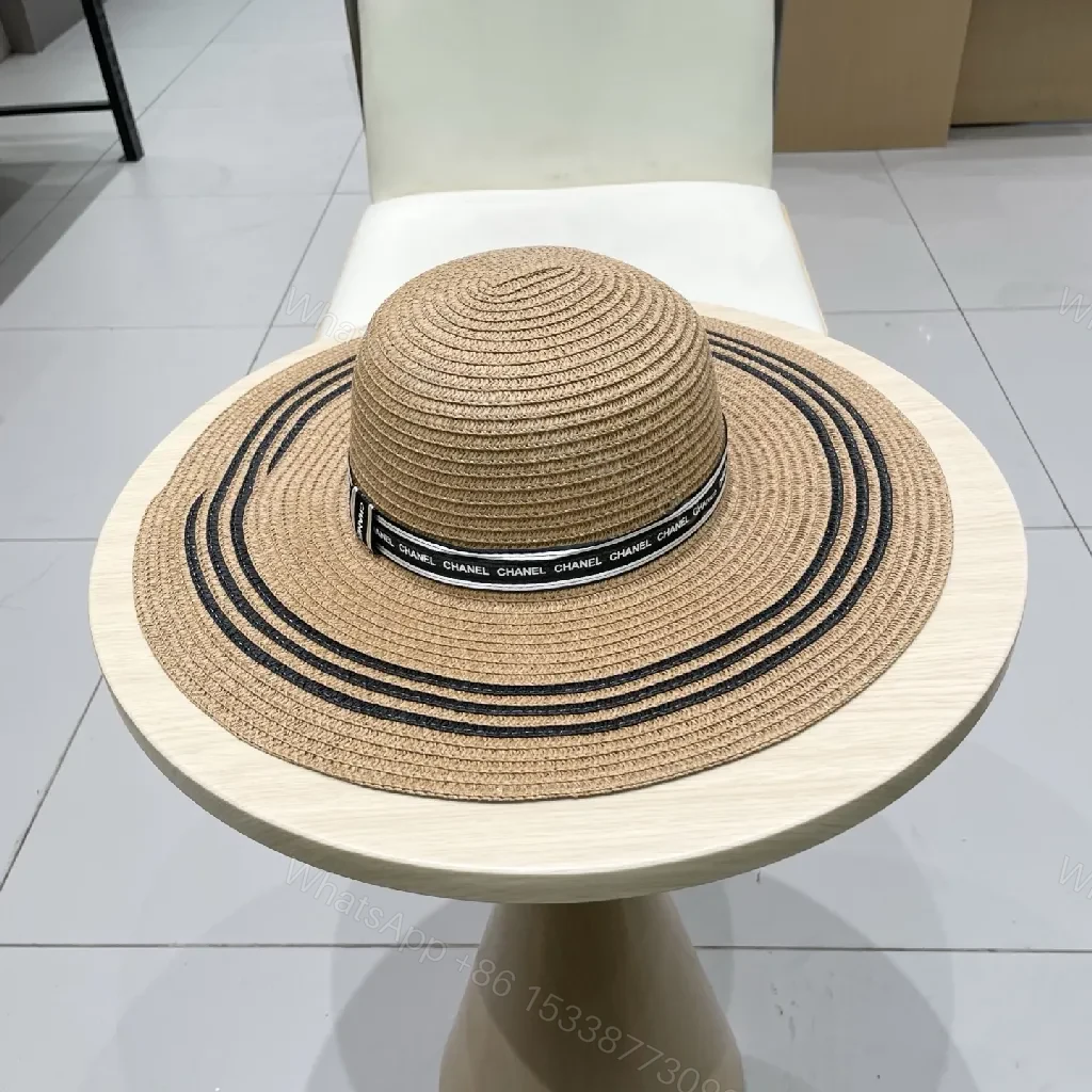View 6 of Woven Straw Wide-Brim Hat with Luxe Band