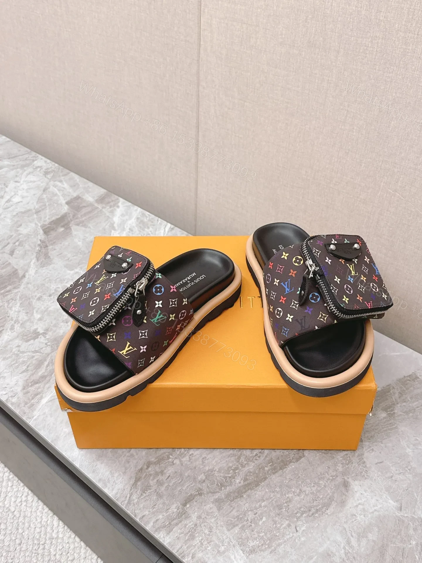 View 6 of LV Women Black Multicolor Canvas Comfort Mules