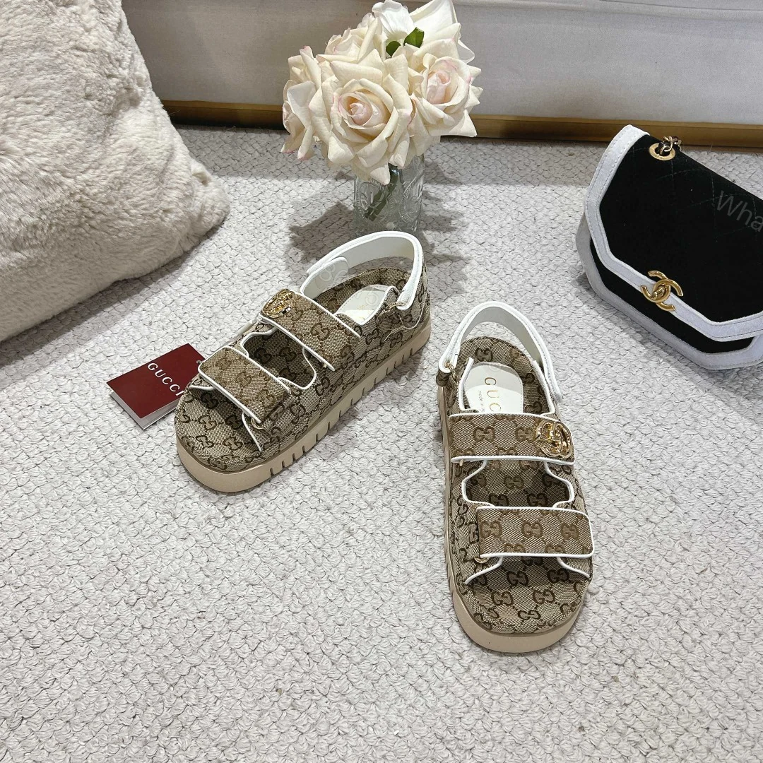 View 5 of GUCCI WOMEN’S SANDAL WITH DOUBLE G BEIGE 816630 FAD9F 9753