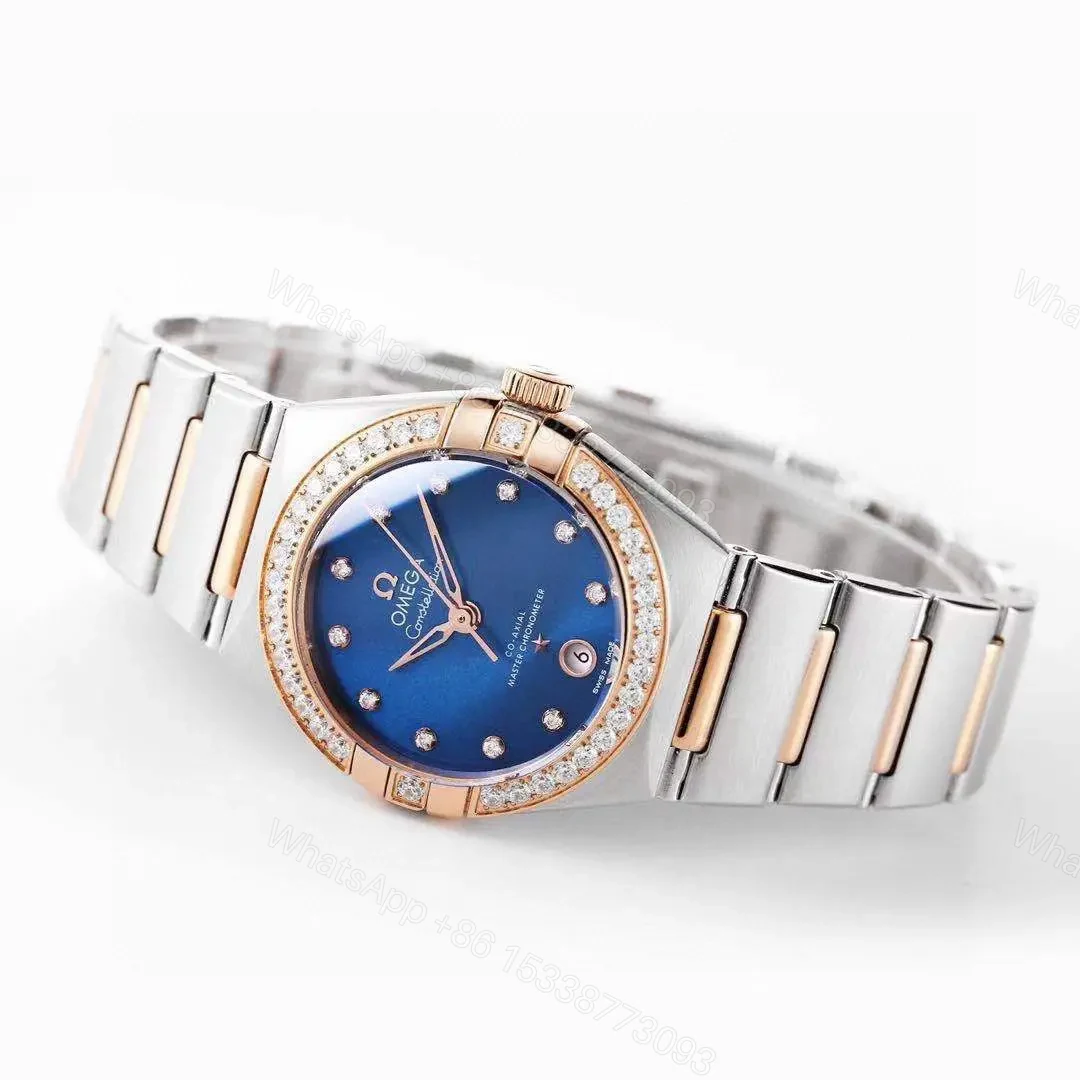 View 7 of Omega Constellation 29MM Women’s Watch V6 Version Blue Dial with Diamond Bezel Two-Tone Stainless Steel and Rose Gold Bracelet