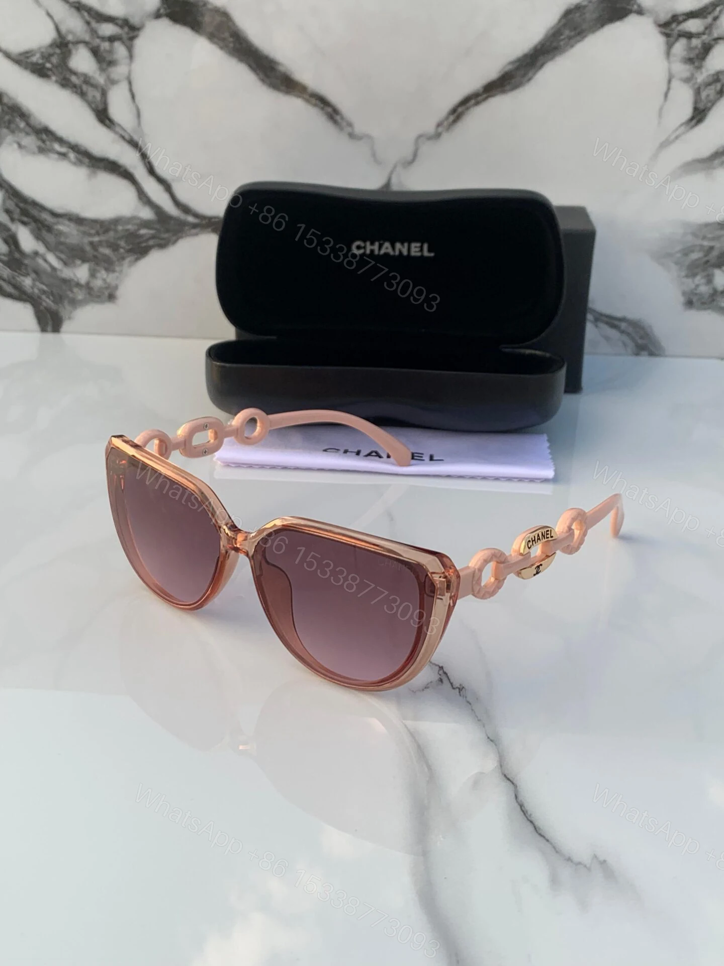 View 6 of Chanel Cat-Eye Pink Sunglasses Plastic Frame