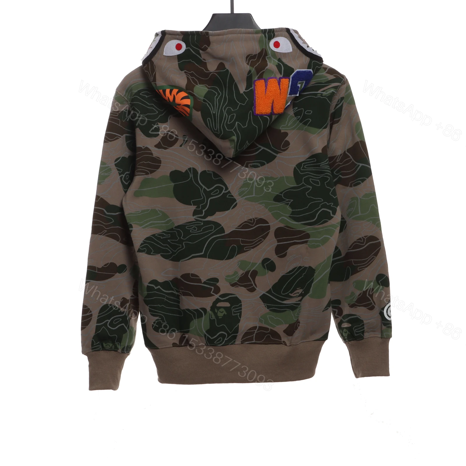 BAPE Overlay Camouflage Shark Zip Hoodie Green — view 2