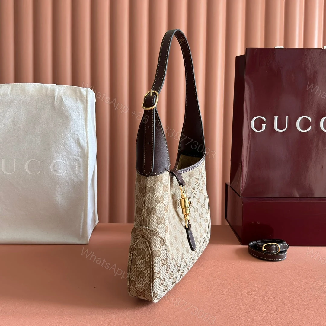 View 5 of GUCCI 25S JACKIE MONOGRAM 28 CM IN LIGHT BROWN CANVAS AND CALFSKIN