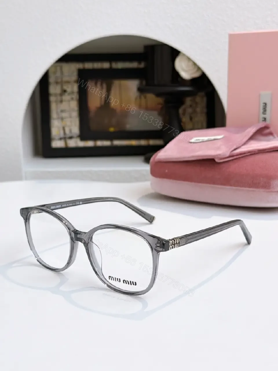 View 9 of Black Acetate Round-Rectangle Eyeglasses with Gold Accents, Modern Luxury Frames