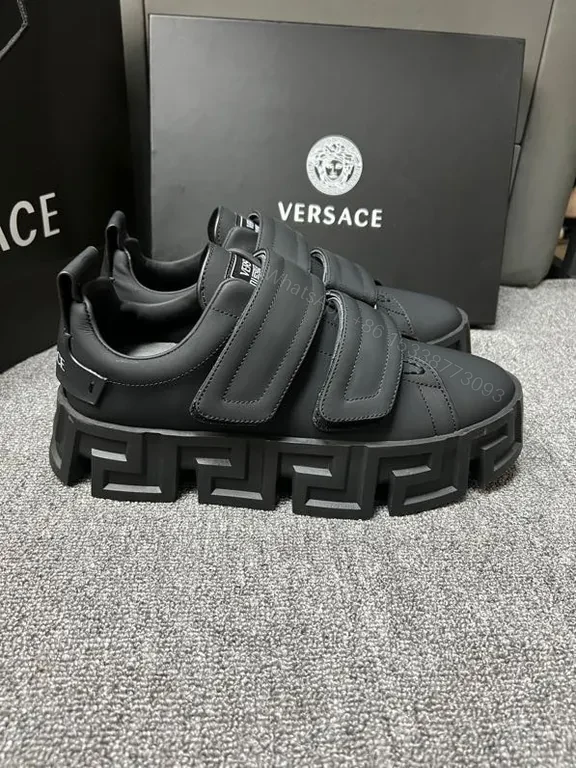 View 5 of Versace Black Calf Leather High-Tops with Dual Velcro Straps