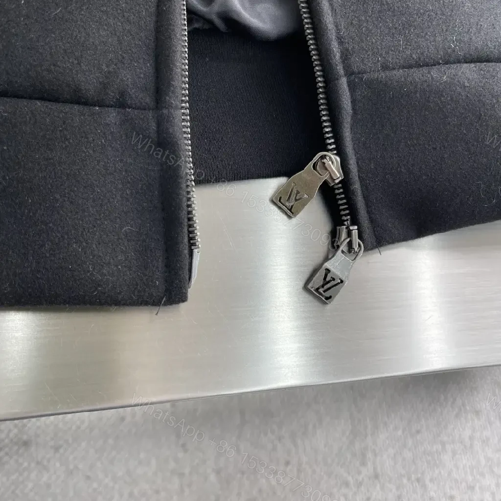 View 7 of Black Cotton-Blend Zip Hoodie: Luxe Monogram-Inspired Detail