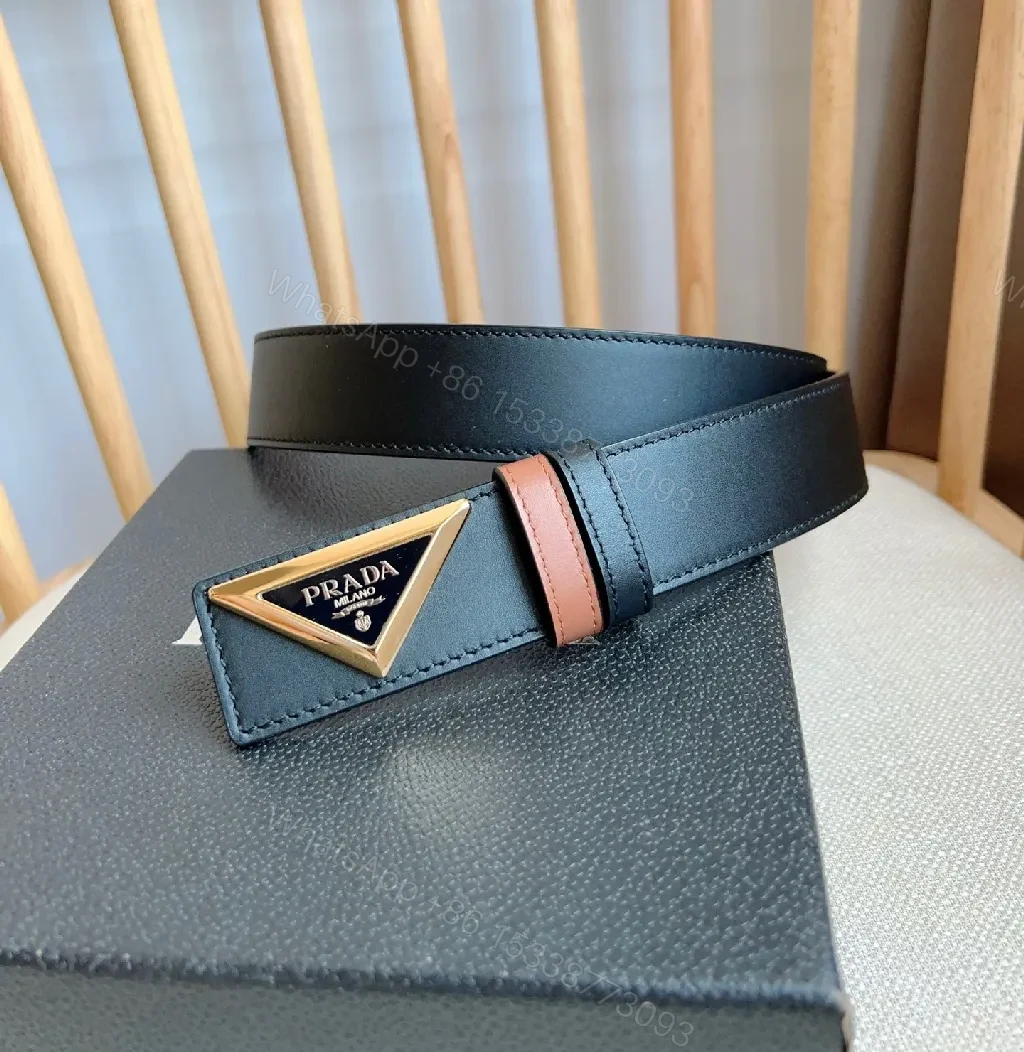 View 2 of Minimalist Leather Belt with Triangular Buckle—Premium