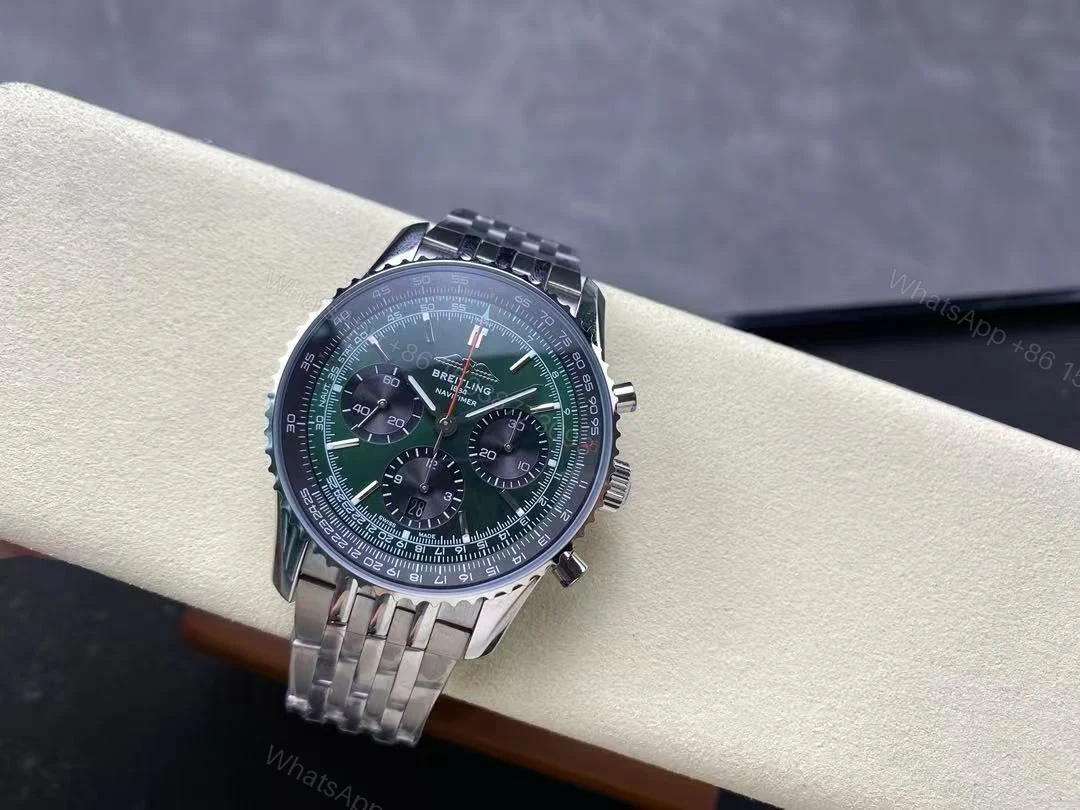 View 6 of Replica Breitling Navitimer Men Automatic Green Stainless Steel Watch AB0137241L1A1