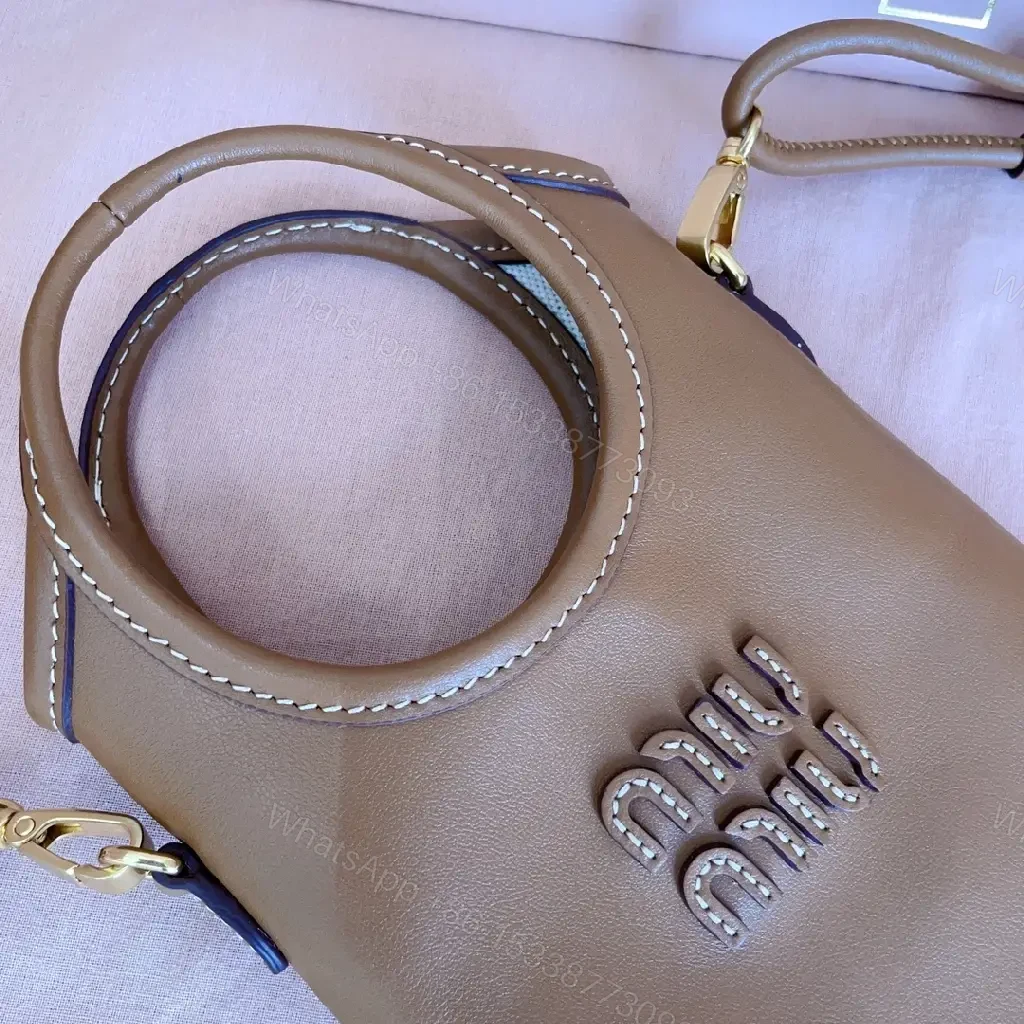 View 3 of Caramel Leather Crossbody: Compact Luxury, Textured Style