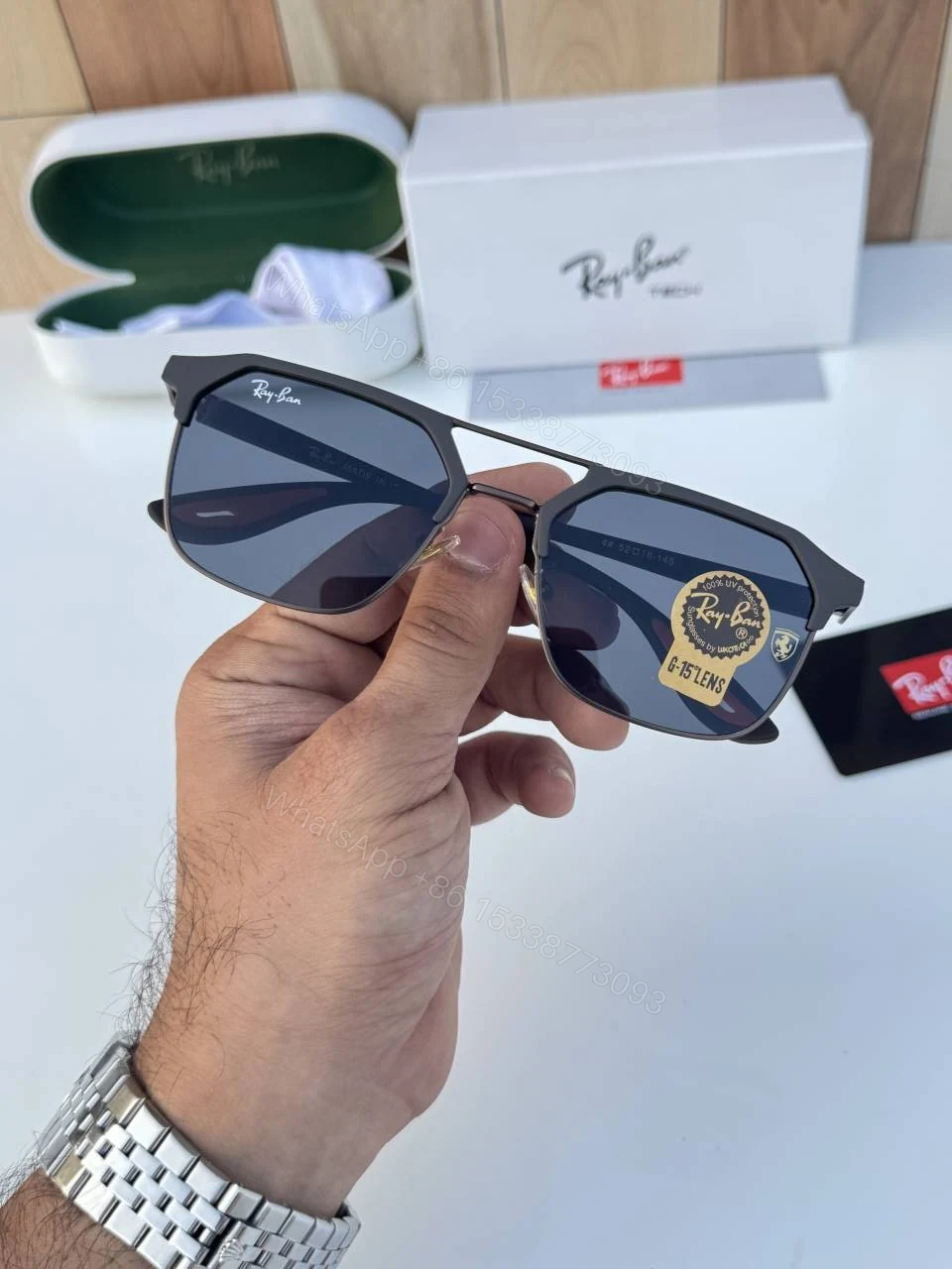 View 3 of First Copy RayBan 04 Brown Black Sunglasses