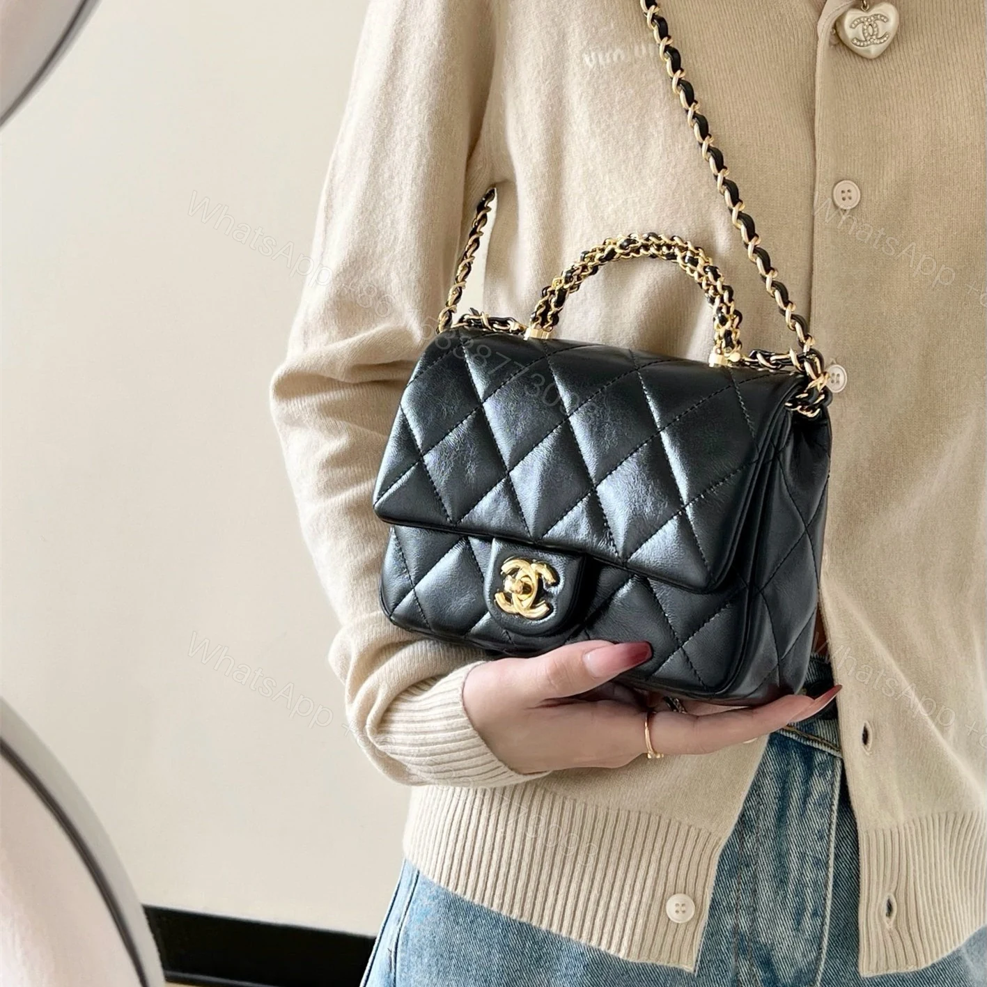 View 24 of 高仿Chanel*24B系列AS5032小羊皮單肩包黑色小號免檢版