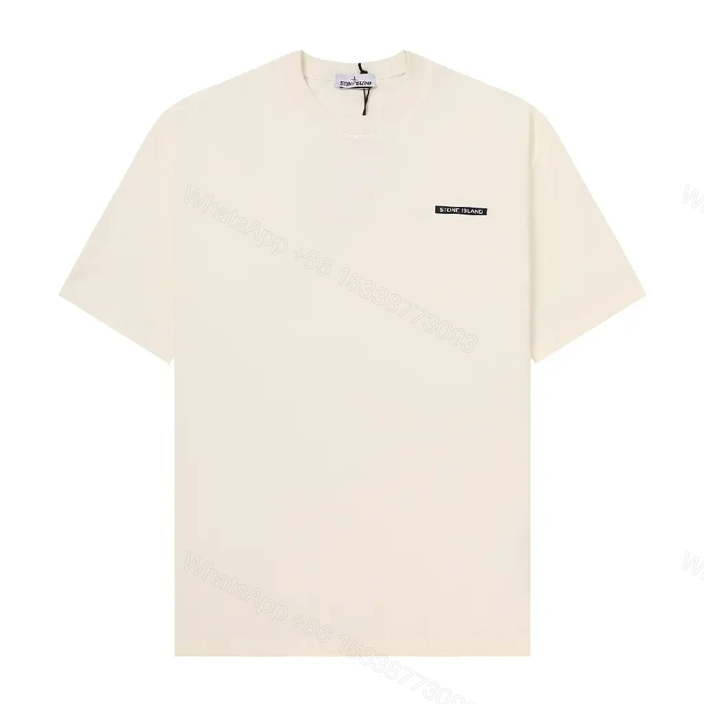 View 9 of Beige Cotton T-Shirt with Stone Island Logo