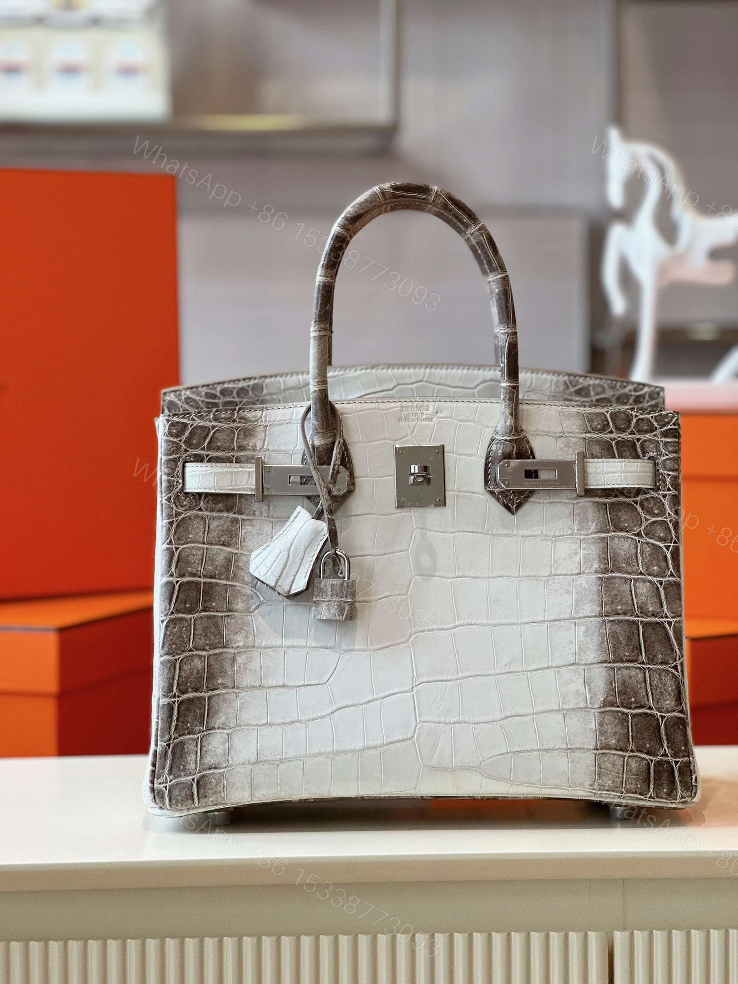 View 2 of Hermes Birkin 30 Himalaya Albino Genuine Crocodile Leather