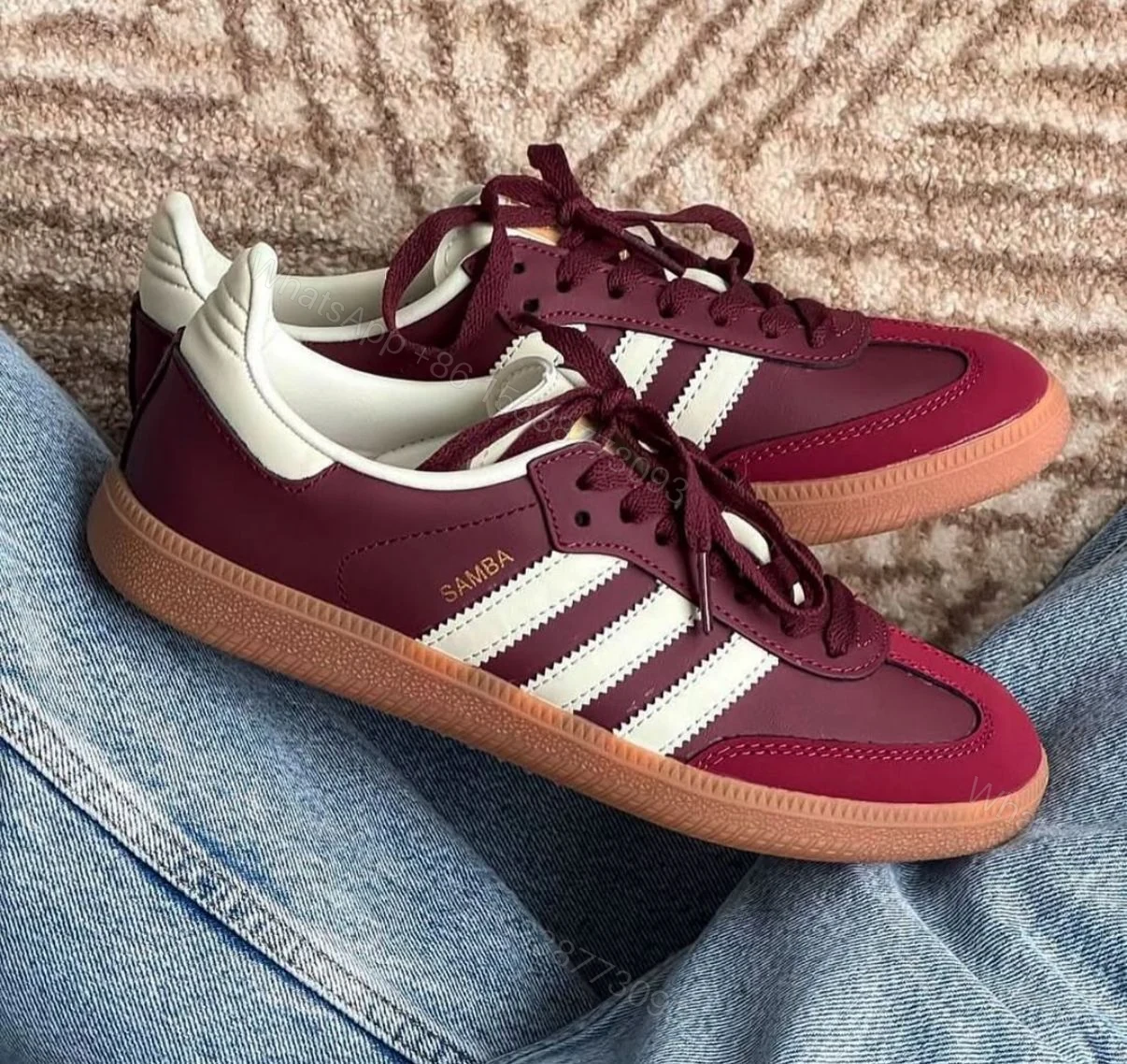 FIRST COPY ADIDAS ORIGINALS SAMBA MAROON FOR GIRLS — view 1