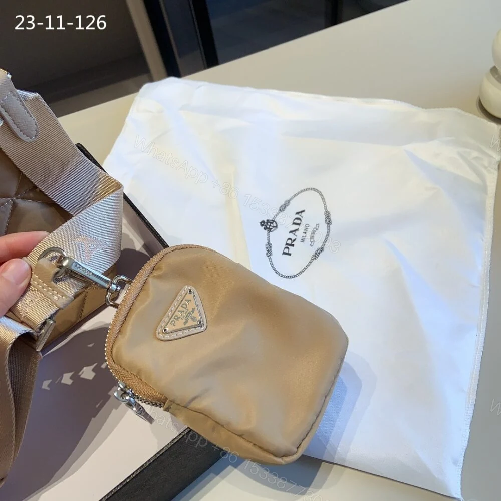 View 7 of Prada Re Nylon Padded Tote Bag Beige 23Cm