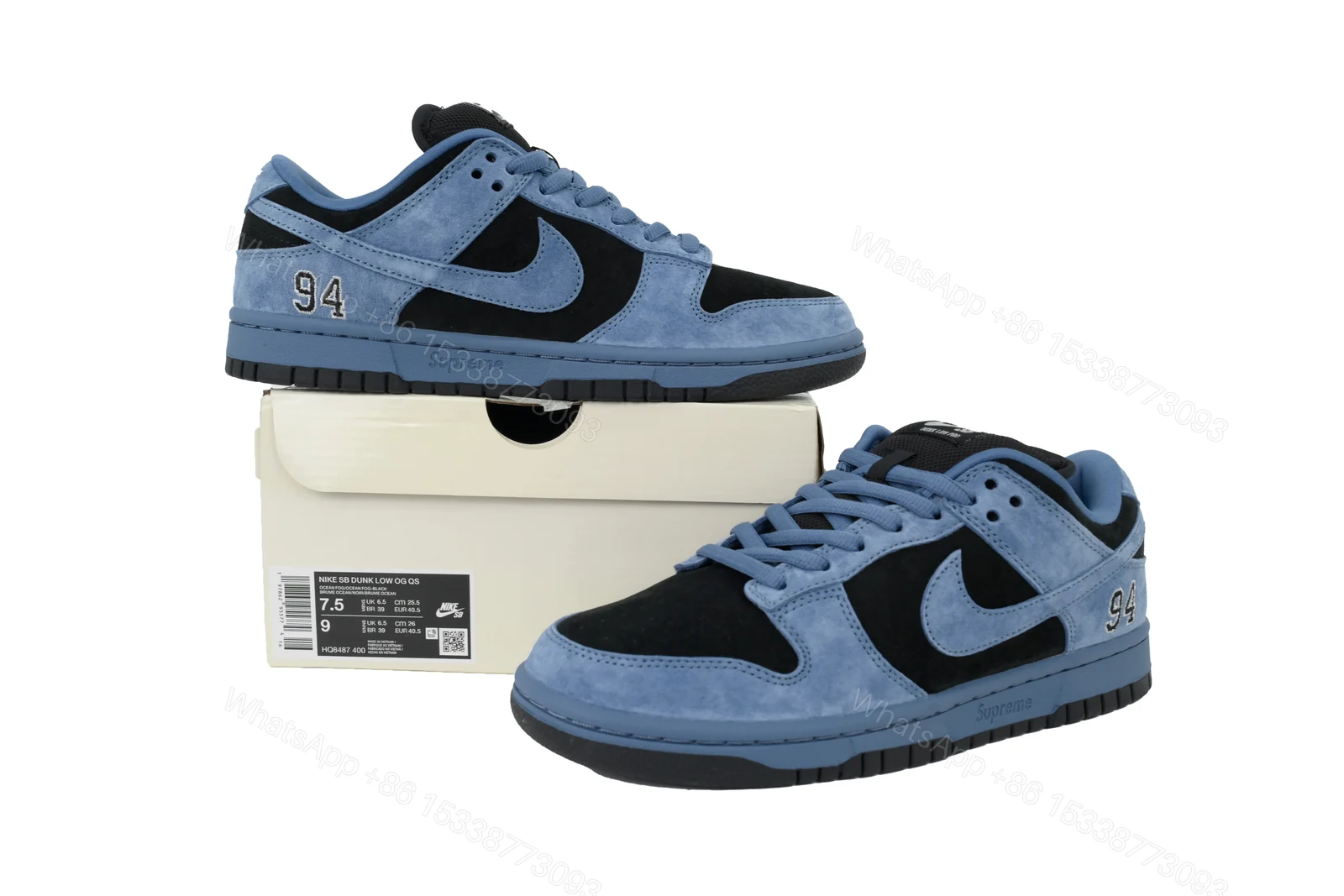 View 9 of Nike Supreme x Dunk Low SB 'Ocean Fog' HQ8487-400