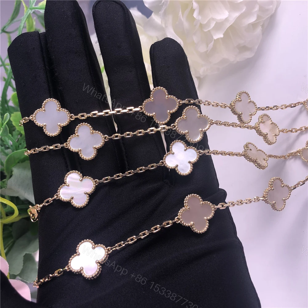 View 3 of VCA 18ct Yellow Gold Alhambra Necklace Mother-Of-Pearl 20 Motifs