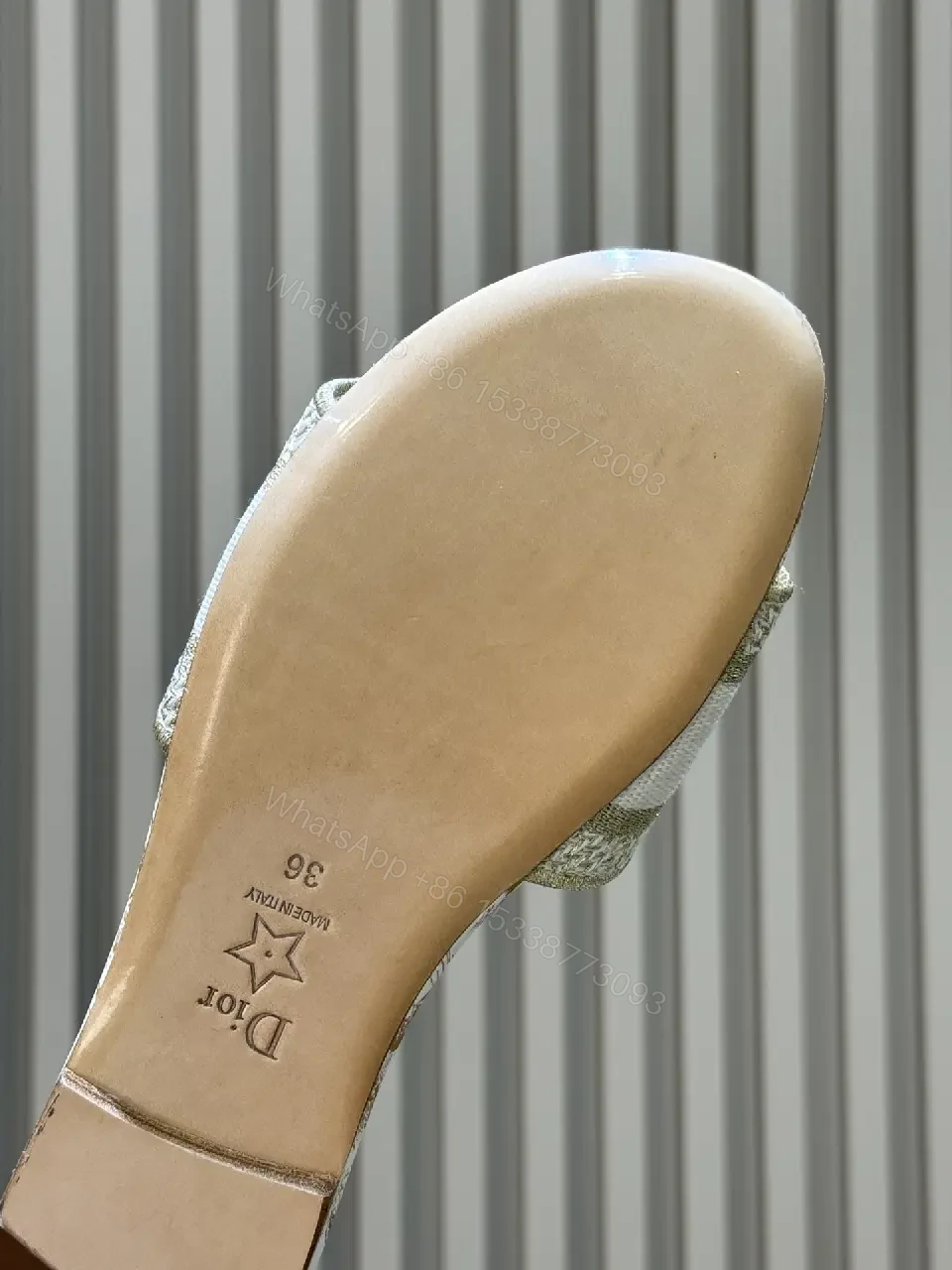 View 2 of Cream White Leather Slide Sandals Dior Paris Style Slide Sandals