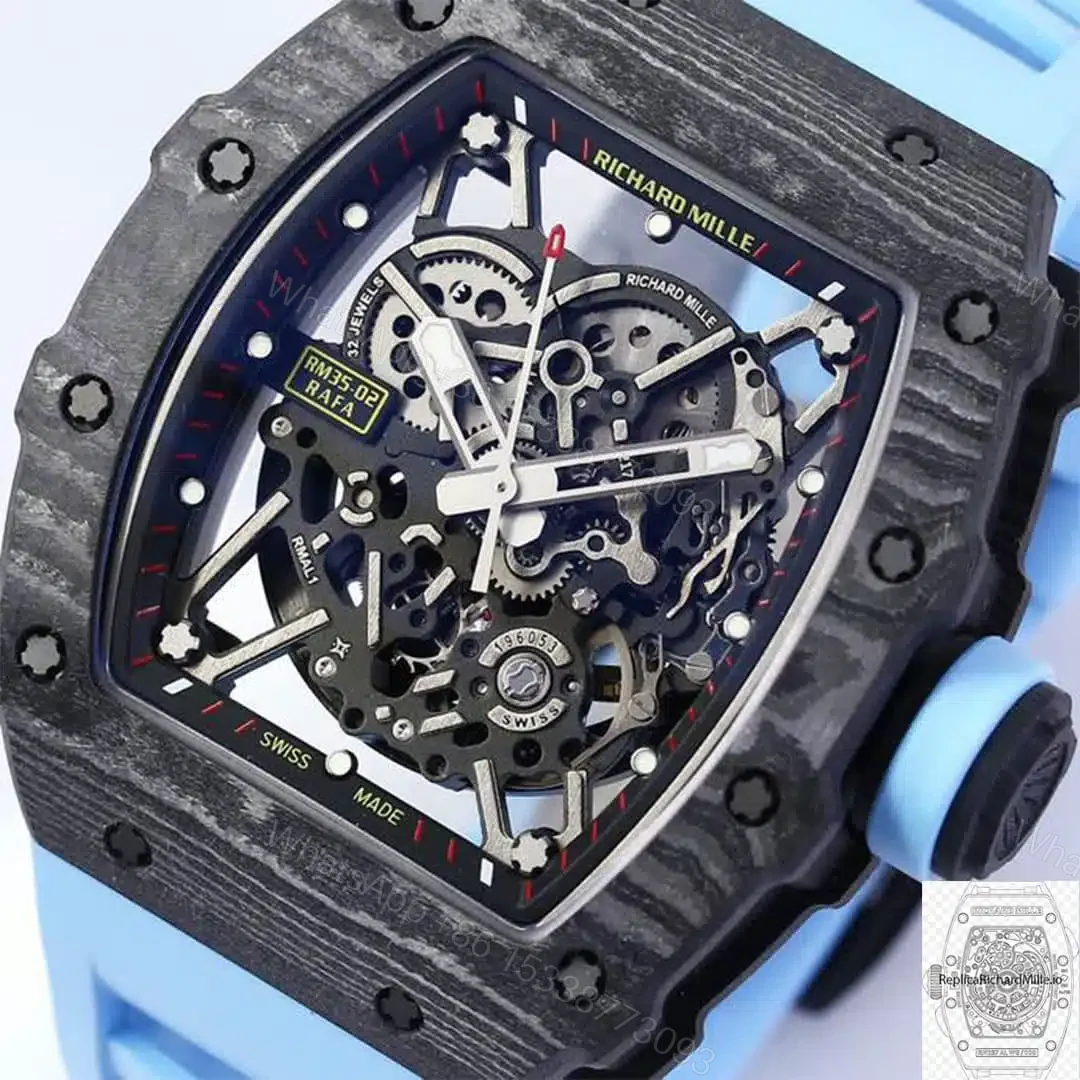 View 7 of Replica Richard Mille RM35-02 Blue Rubber Strap