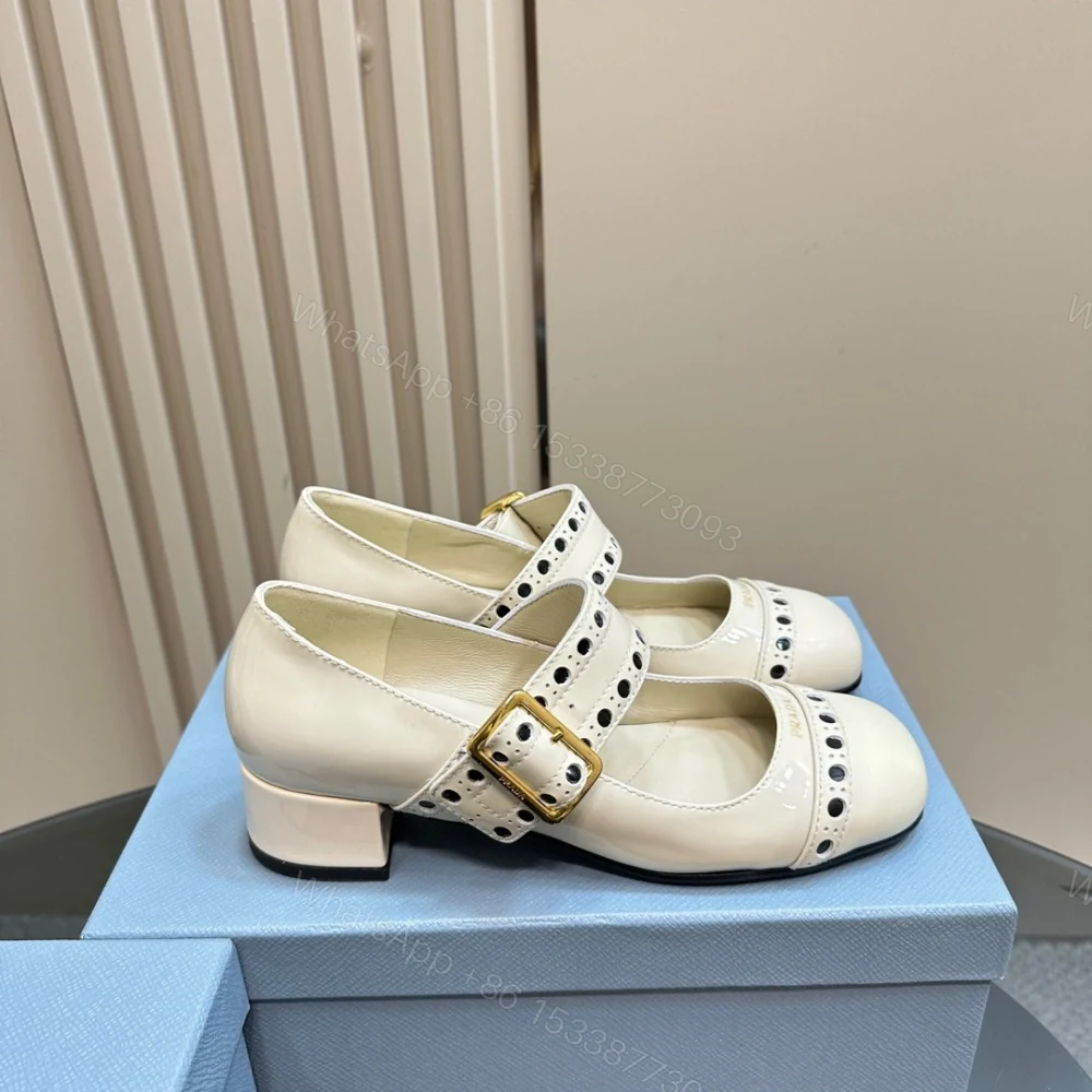 View 4 of 高仿Prada*Patent系列1I816M粗跟瑪麗珍鞋鞋漆皮3.5CM白色免檢版
