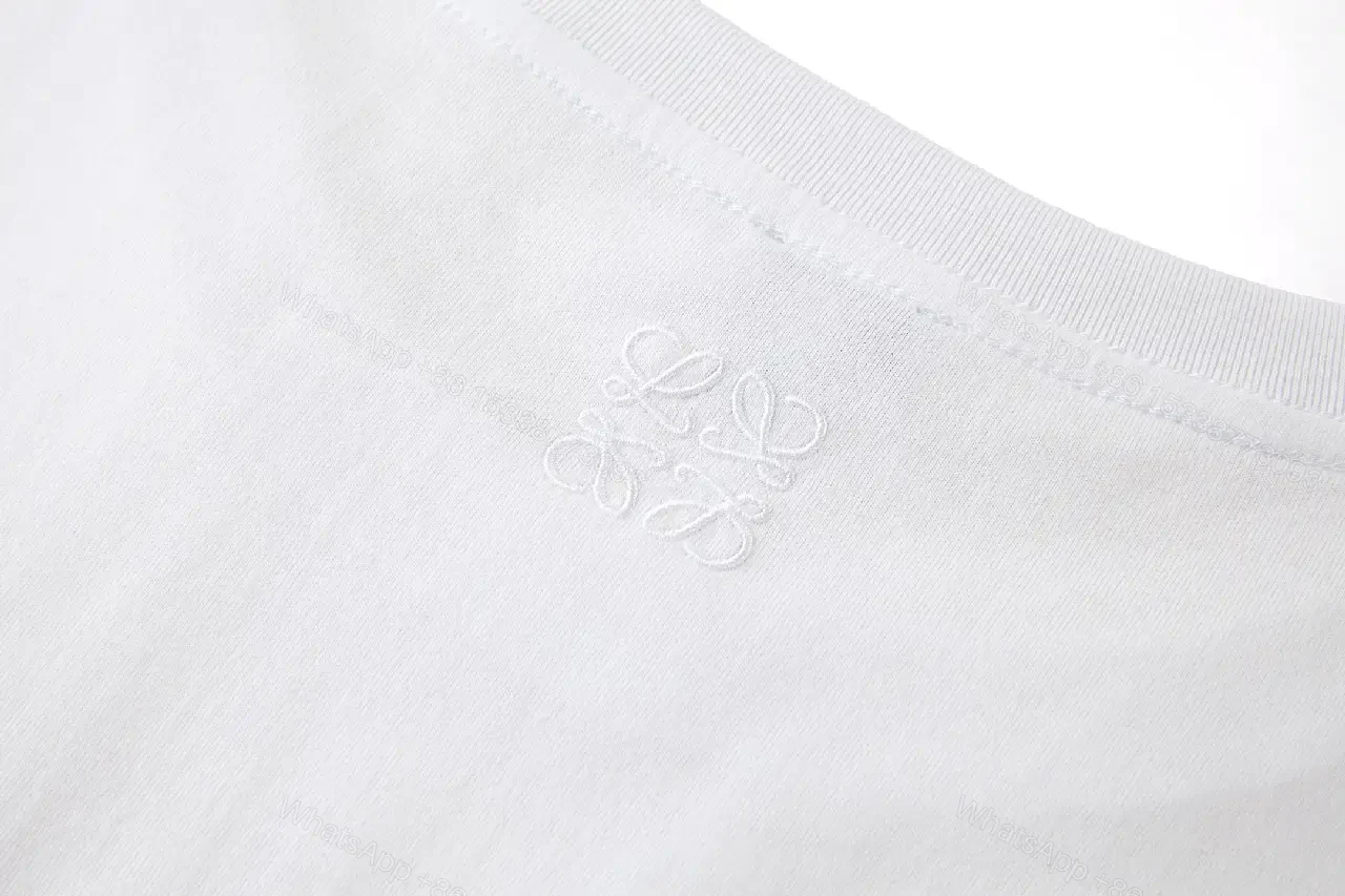 View 10 of White Cotton T-Shirt with Blue Loewe Logo Graphic