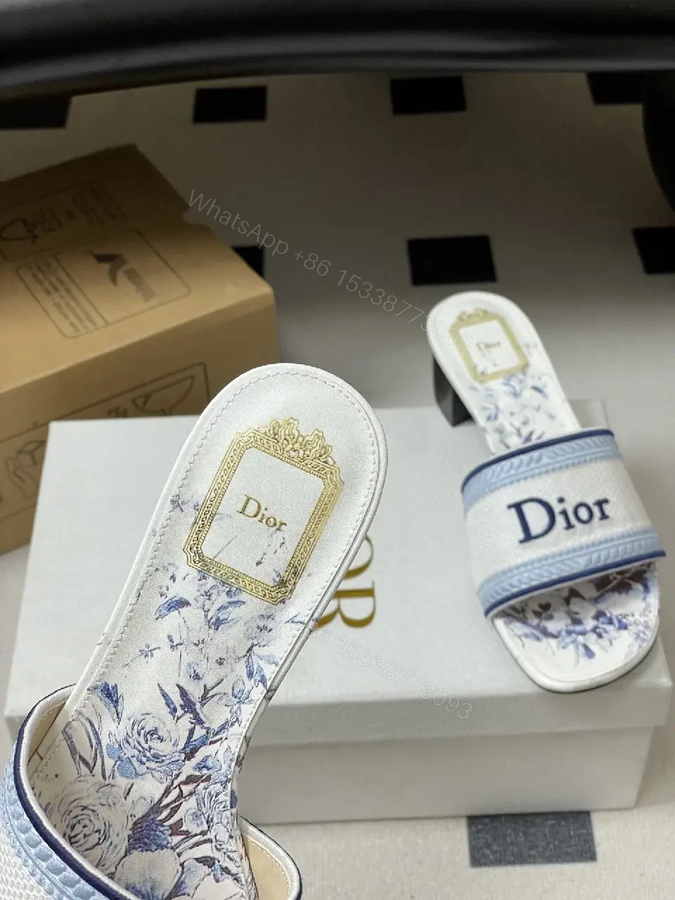 View 5 of Linen Floral-Print Slides, Luxe Comfort, Unisex Fashion Sandals