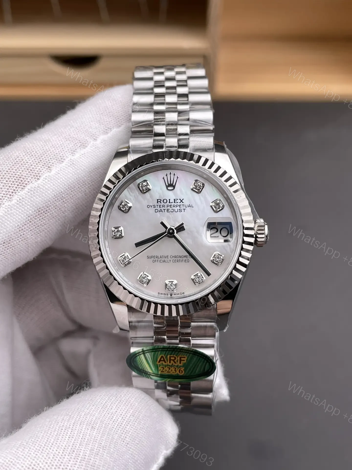 View 3 of Rolex Datejust 31 Stainless Steel Fluted Jubilee MOP 178274-0042