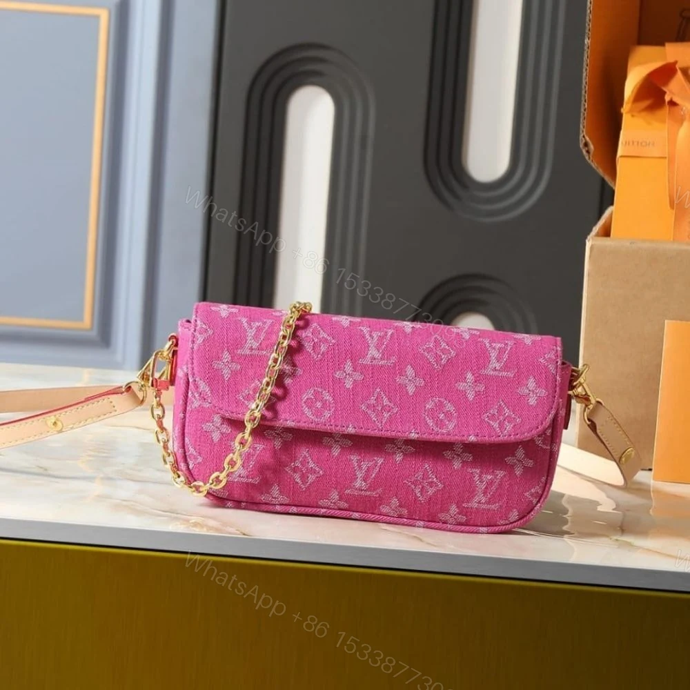 View 2 of Louis Vuitton Wallet On Chain Ivy Monogram Denim Fuchsia 23Cm