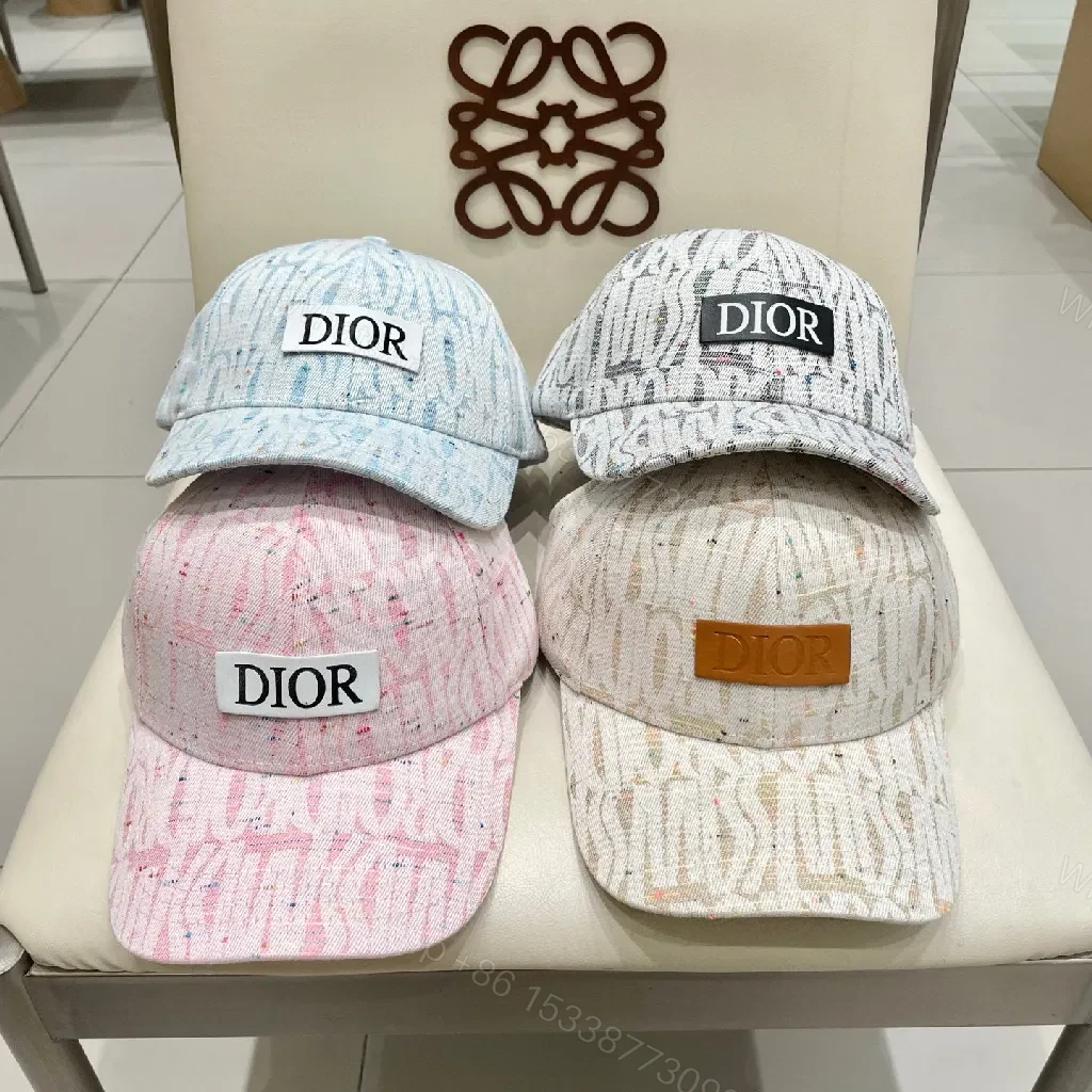View 5 of Linen-Blend Cap: Pink Textured Knit, Dior-Inspired Patch, Soft Crown