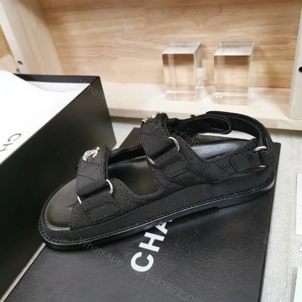 View 3 of Black Quilted Sandals: Luxury Comfort, Signature Straps