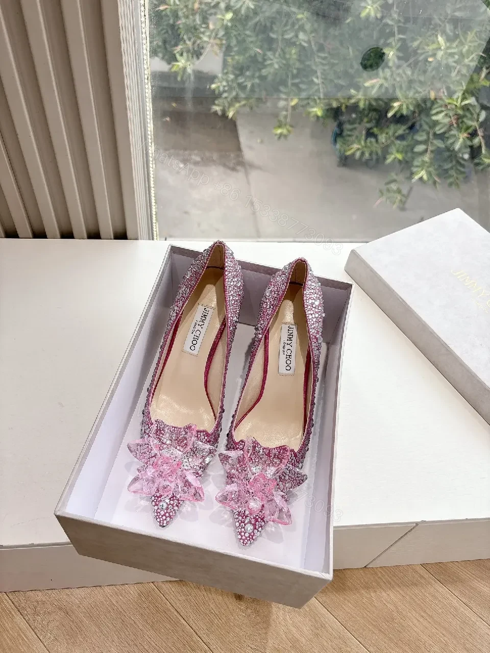 View 9 of Pink Crystal-Accent LV-Style Pumps