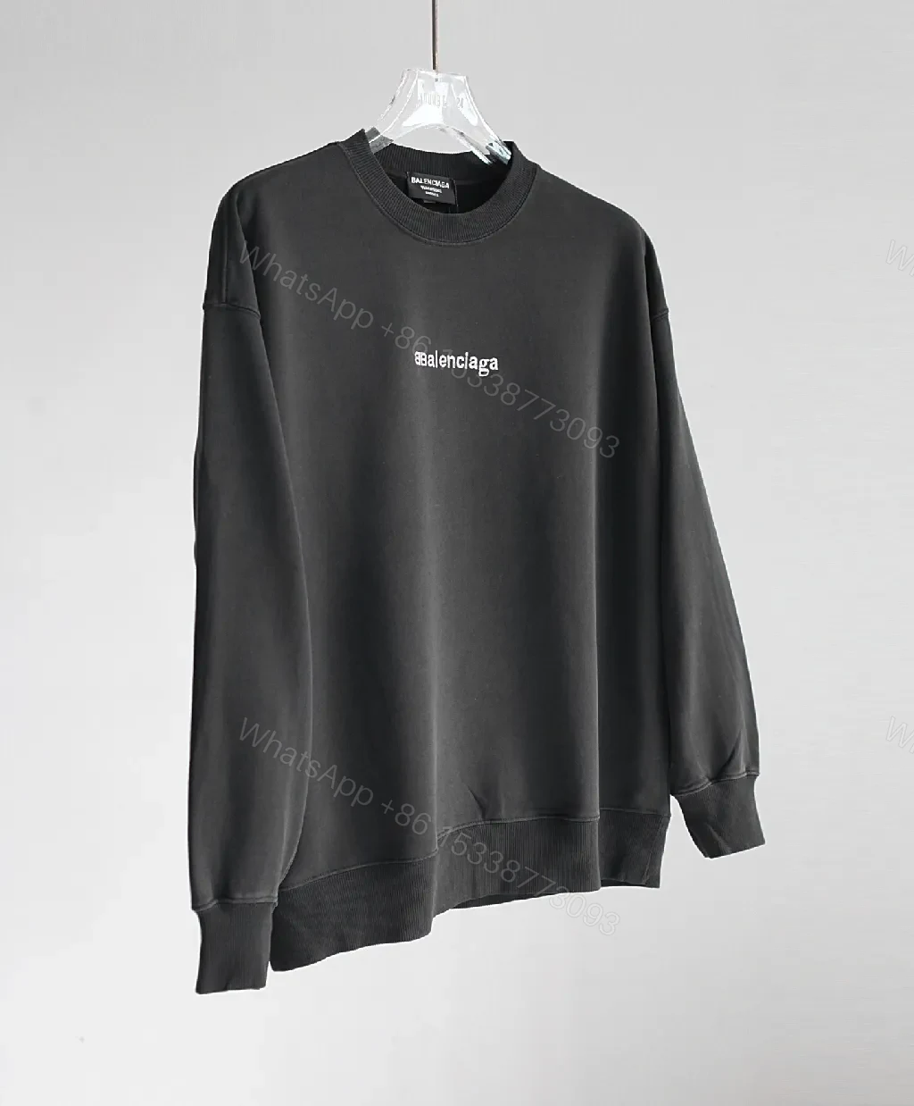 View 2 of Charcoal Cotton Minimalist Logo Sweatshirt with Elevated Details