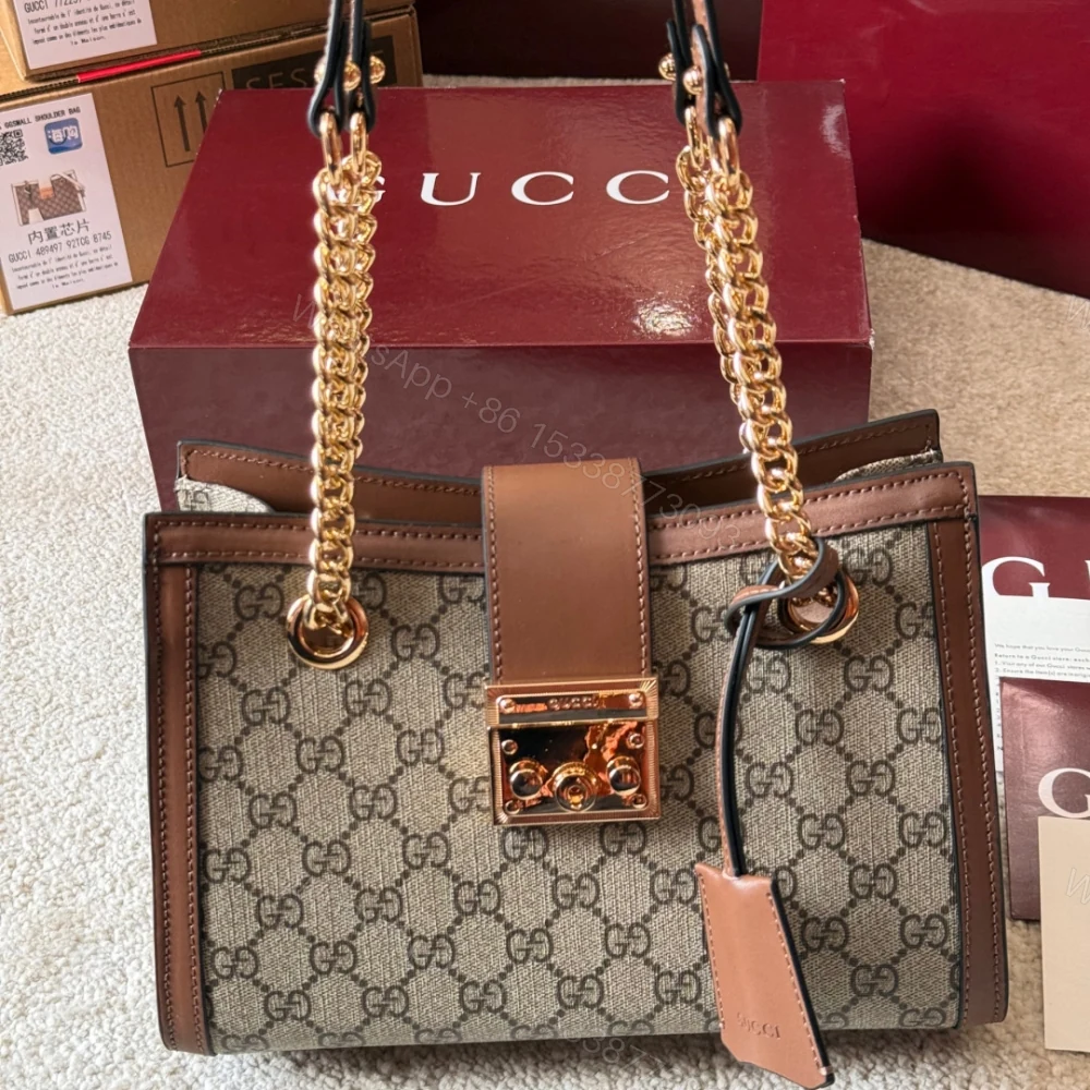 View 3 of Gucci Padlock Small Shoulder Bag Brown Gg Supreme 25Cm