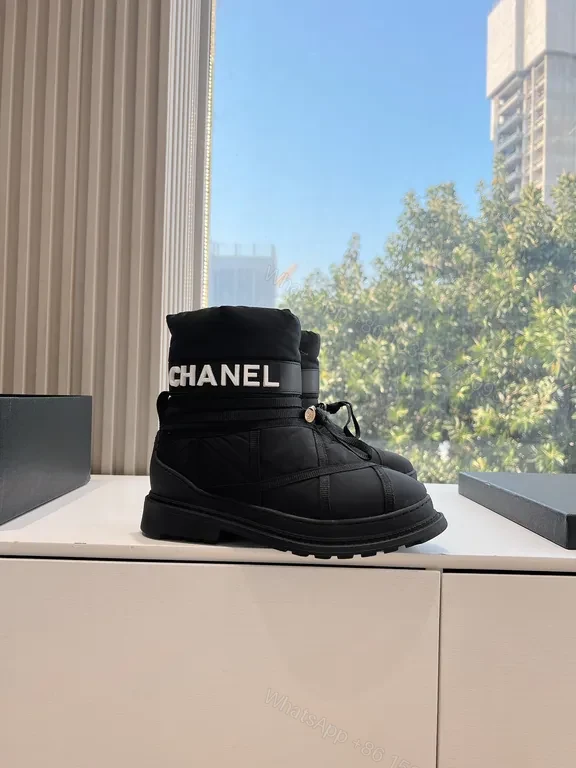 View 9 of Chanel-Style Quilted Ankle Boots: Luxury Warmth, Logo Straps