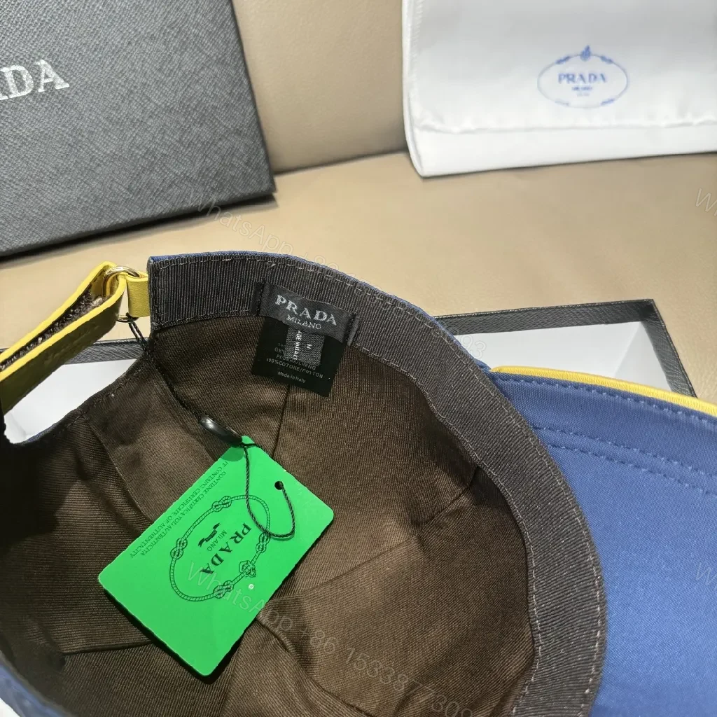 View 4 of Navy Nylon Cap: Luxe Six-Panel, Gold Accent, PRADA-Inspired