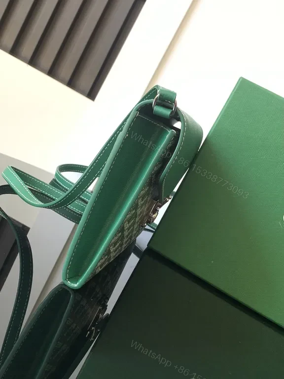View 3 of Emerald Goyard-Inspired Crossbody: Textured Luxe Bag
